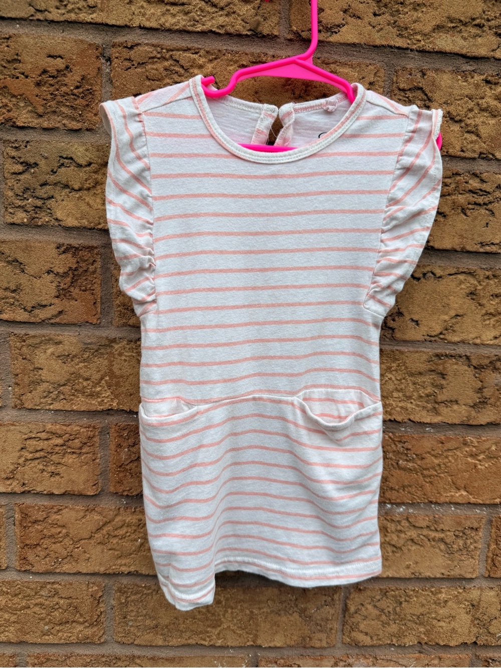 💫10/$25 • Jessica Simpson Girls Pink Stripe Pocket Dress
